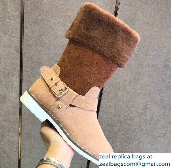 Louis Vuitton Monogram Pattern Snowball Flat Short Boots Brown 2018 - Click Image to Close