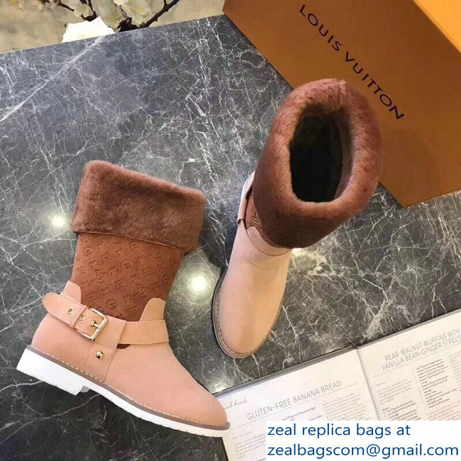 Louis Vuitton Monogram Pattern Snowball Flat Short Boots Brown 2018 - Click Image to Close