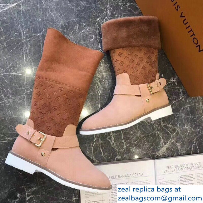 Louis Vuitton Monogram Pattern Snowball Flat Short Boots Brown 2018 - Click Image to Close