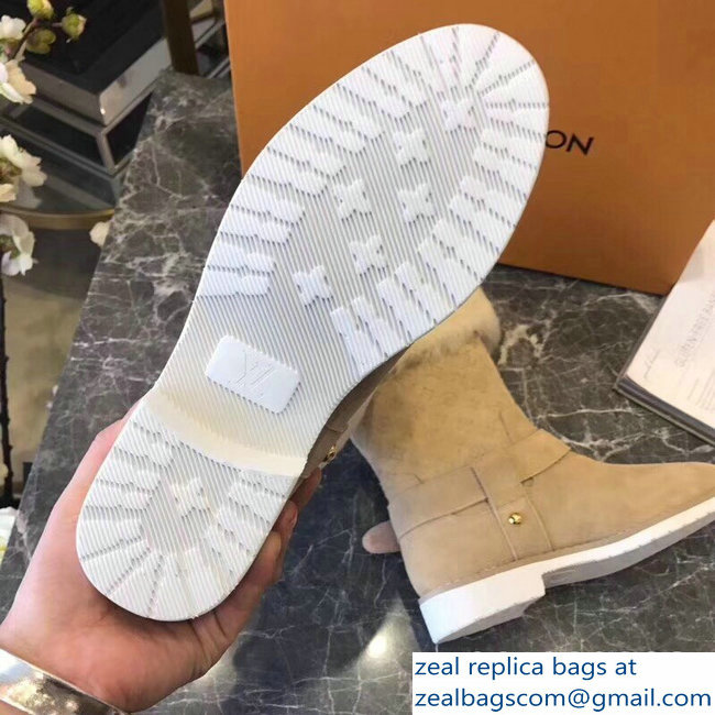 Louis Vuitton Monogram Pattern Snowball Flat Short Boots Camel 2018