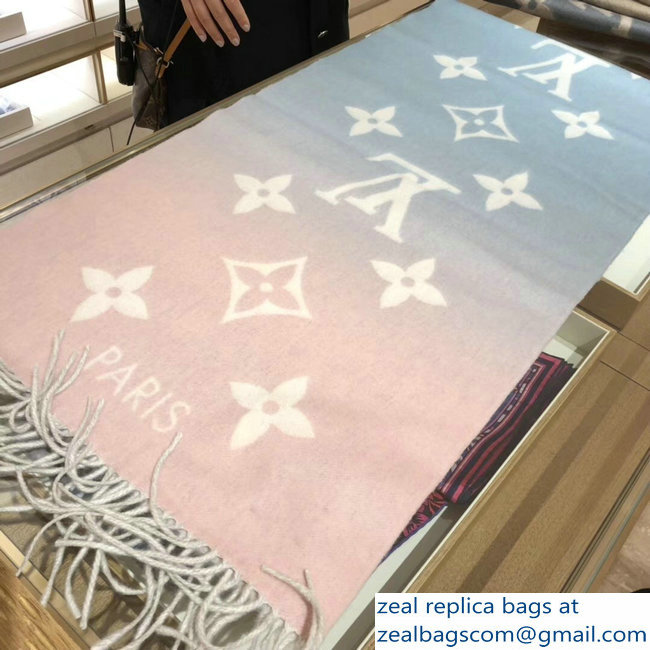 Louis Vuitton Reykjavik Gradient Scarf M70868 Bleu Rose 2018 - Click Image to Close