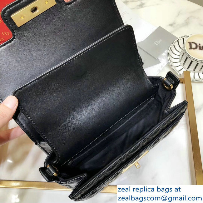 Miss Dior CD Logo Shoulder Bag in Cannage Lambskin Black 2018