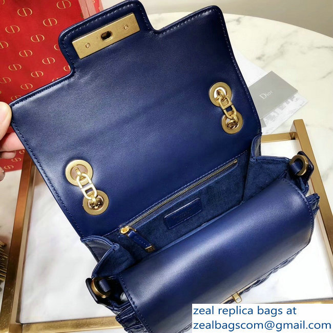 Miss Dior CD Logo Shoulder Bag in Cannage Lambskin Blue 2018