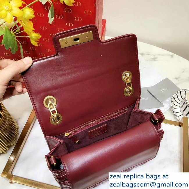 Miss Dior CD Logo Shoulder Bag in Cannage Lambskin Burgundy 2018 - Click Image to Close