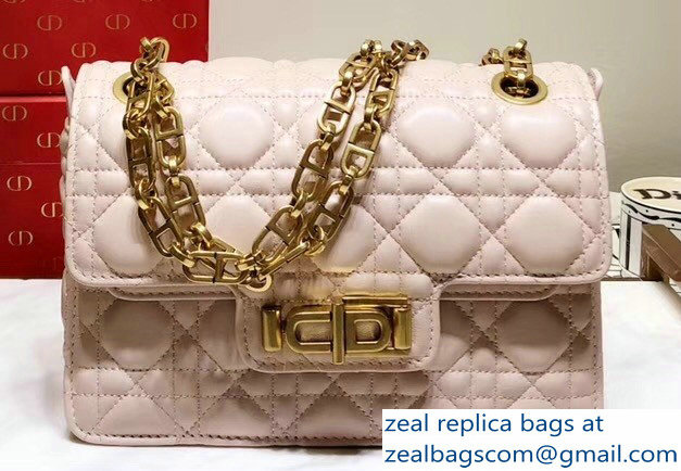 Miss Dior CD Logo Shoulder Bag in Cannage Lambskin Pale Pink 2018