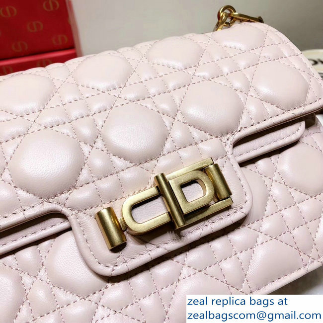 Miss Dior CD Logo Shoulder Bag in Cannage Lambskin Pale Pink 2018