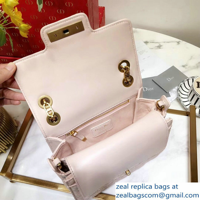 Miss Dior CD Logo Shoulder Bag in Cannage Lambskin Pale Pink 2018