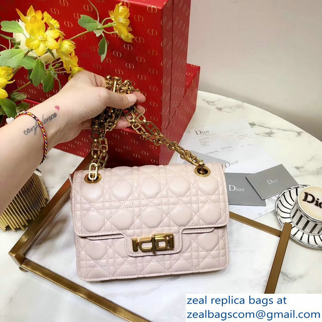 Miss Dior CD Logo Shoulder Bag in Cannage Lambskin Pale Pink 2018 - Click Image to Close