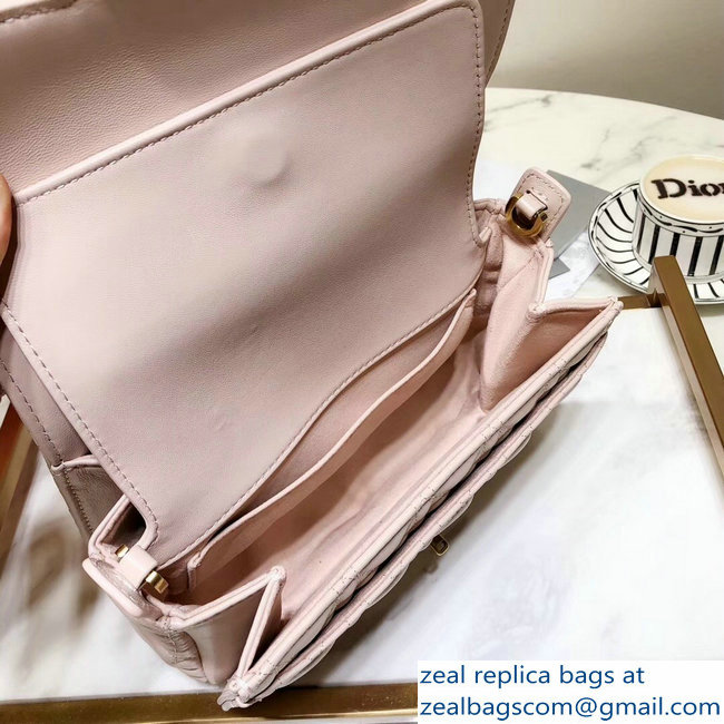 Miss Dior CD Logo Shoulder Bag in Cannage Lambskin Pale Pink 2018