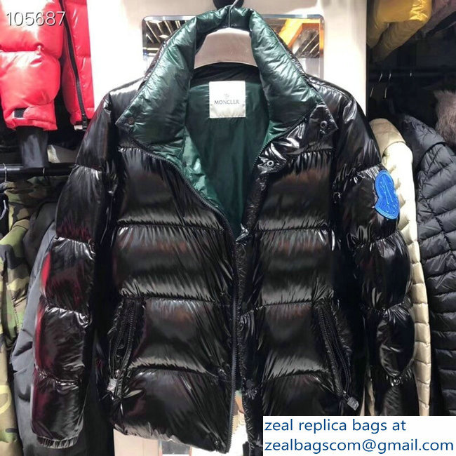 Moncler Down Jacket Black/Green 2018 - Click Image to Close