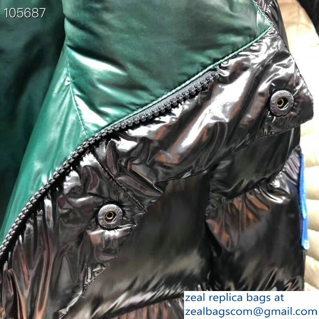 Moncler Down Jacket Black/Green 2018 - Click Image to Close