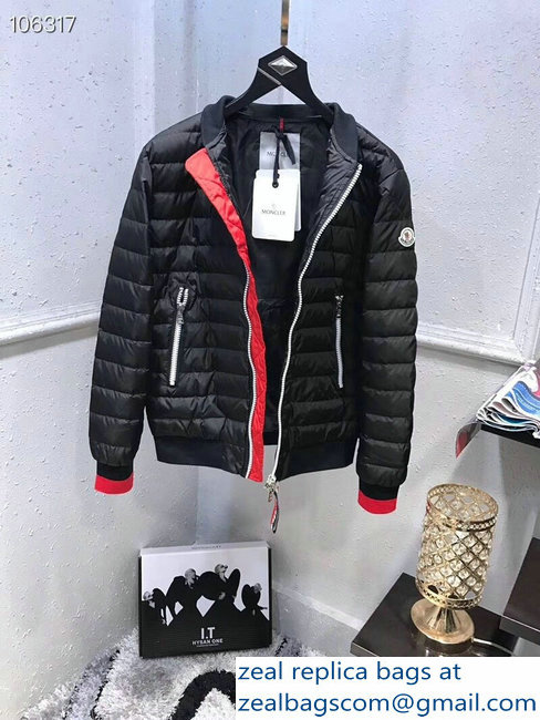 Moncler Down Jacket Black/Red 2018 - Click Image to Close