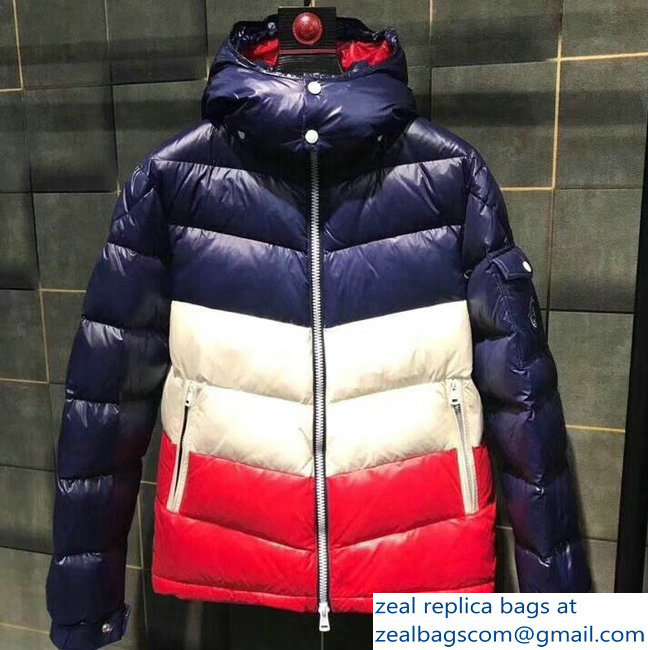 Moncler Down Jacket Blue/White/Red 2018 - Click Image to Close