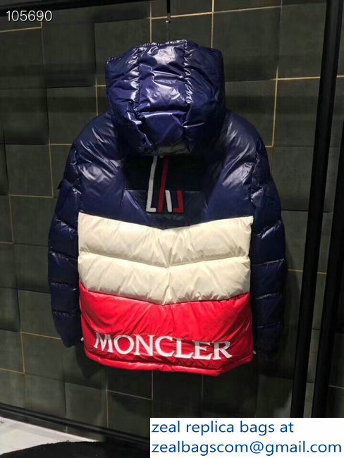 Moncler Down Jacket Blue/White/Red 2018