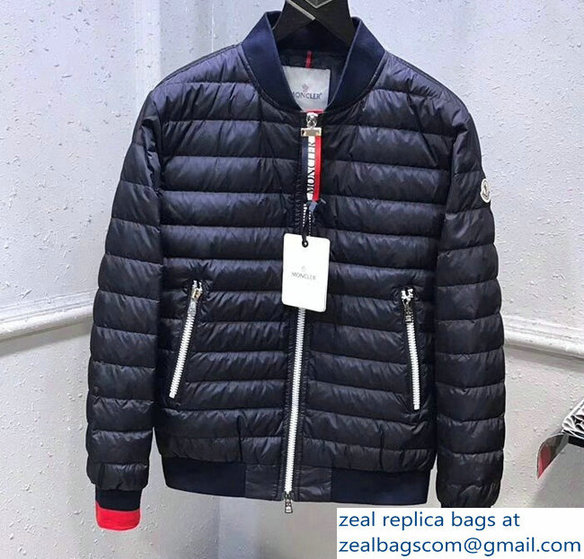 Moncler Down Jacket Dark Blue/Red 2018 - Click Image to Close