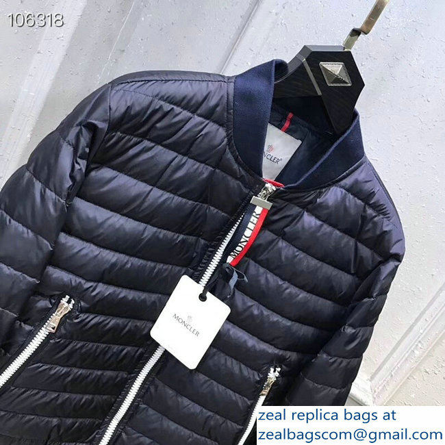 Moncler Down Jacket Dark Blue/Red 2018 - Click Image to Close