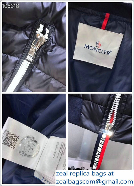 Moncler Down Jacket Dark Blue/Red 2018 - Click Image to Close