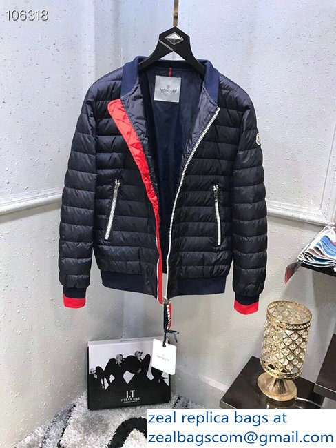 Moncler Down Jacket Dark Blue/Red 2018