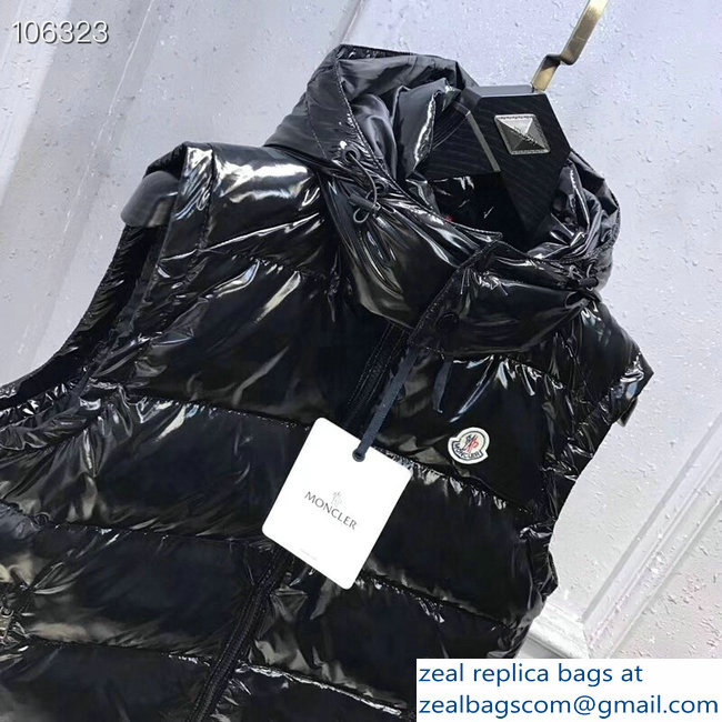 Moncler Down Vest Patent Black 2018 - Click Image to Close