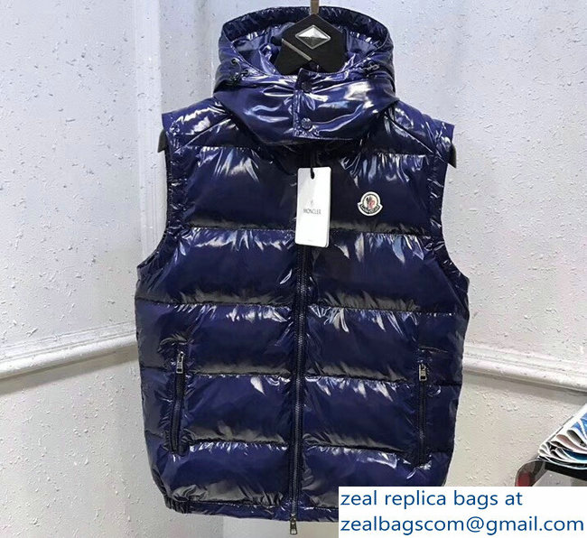 Moncler Down Vest Patent Blue 2018