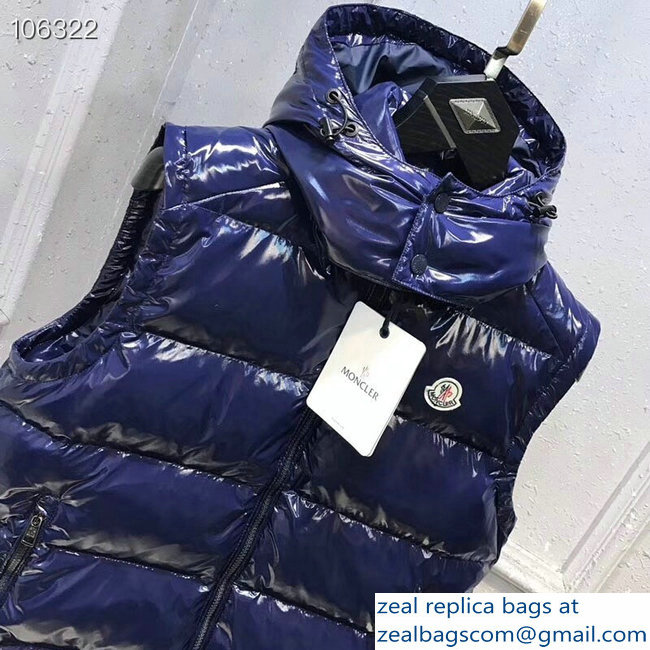 Moncler Down Vest Patent Blue 2018 - Click Image to Close