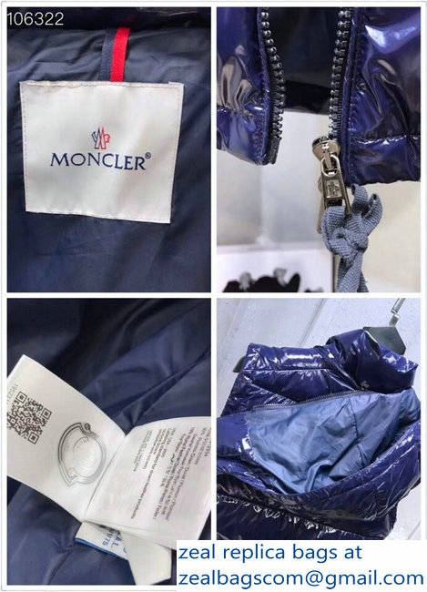 Moncler Down Vest Patent Blue 2018