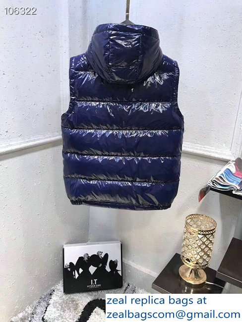 Moncler Down Vest Patent Blue 2018