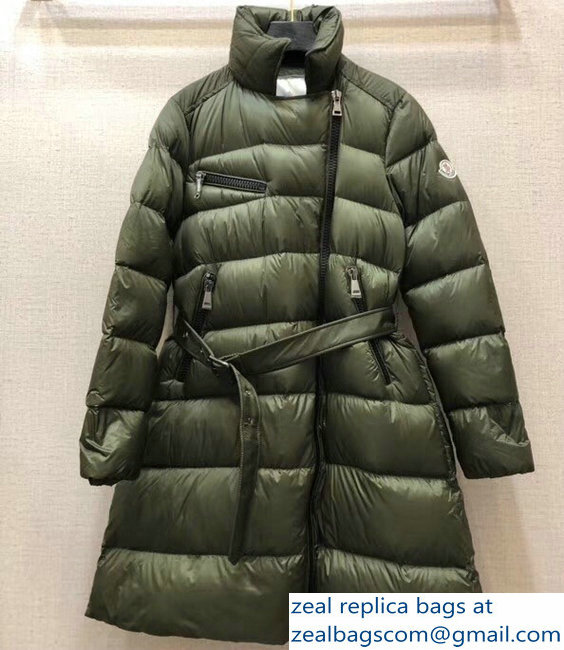 Moncler Long Down Jacket Green 2018 - Click Image to Close