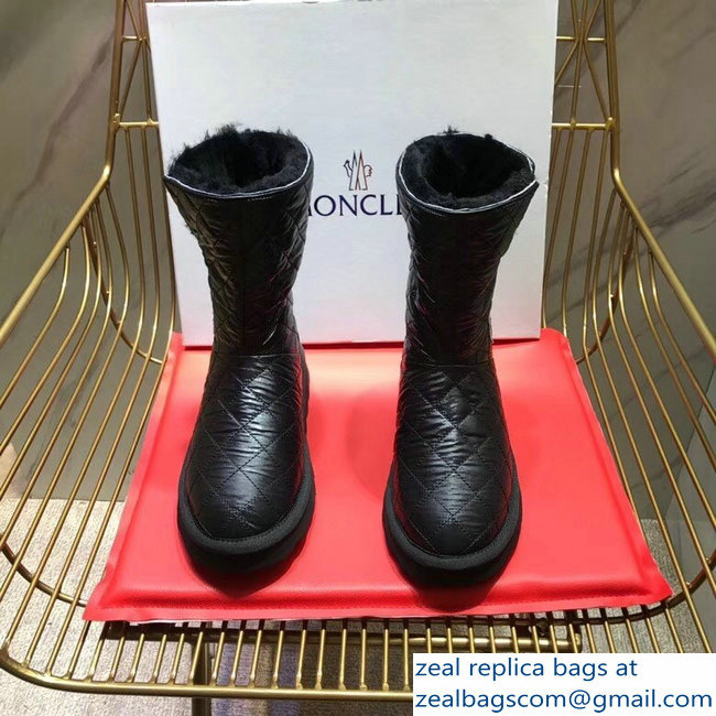 Moncler Shearling Fur Down Boots Black 2018 - Click Image to Close