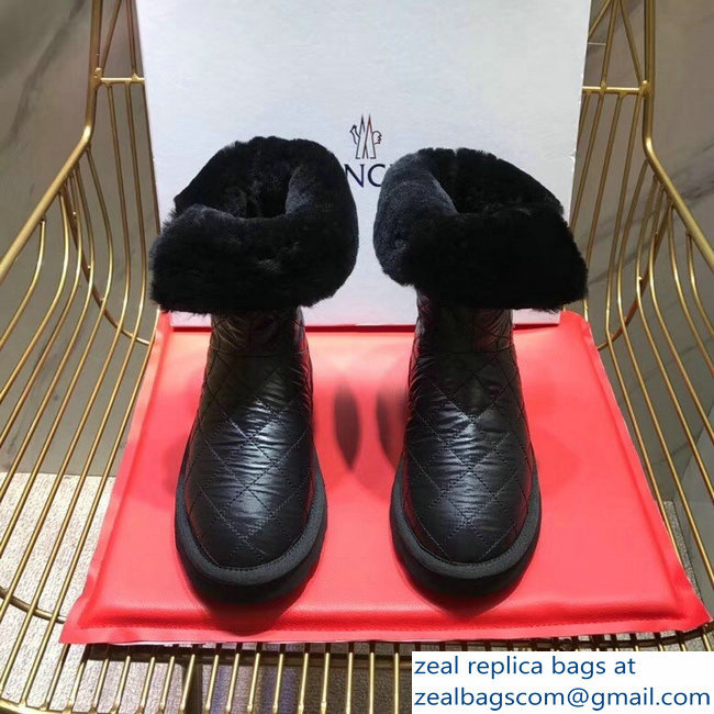 Moncler Shearling Fur Down Boots Black 2018 - Click Image to Close