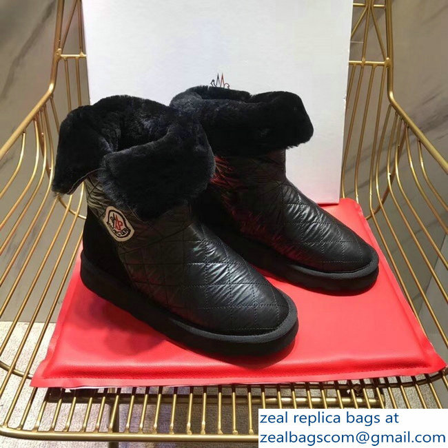 Moncler Shearling Fur Down Boots Black 2018 - Click Image to Close