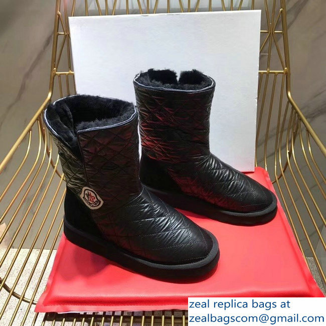Moncler Shearling Fur Down Boots Black 2018 - Click Image to Close