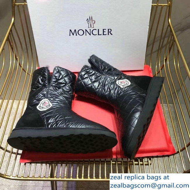 Moncler Shearling Fur Down Boots Black 2018 - Click Image to Close
