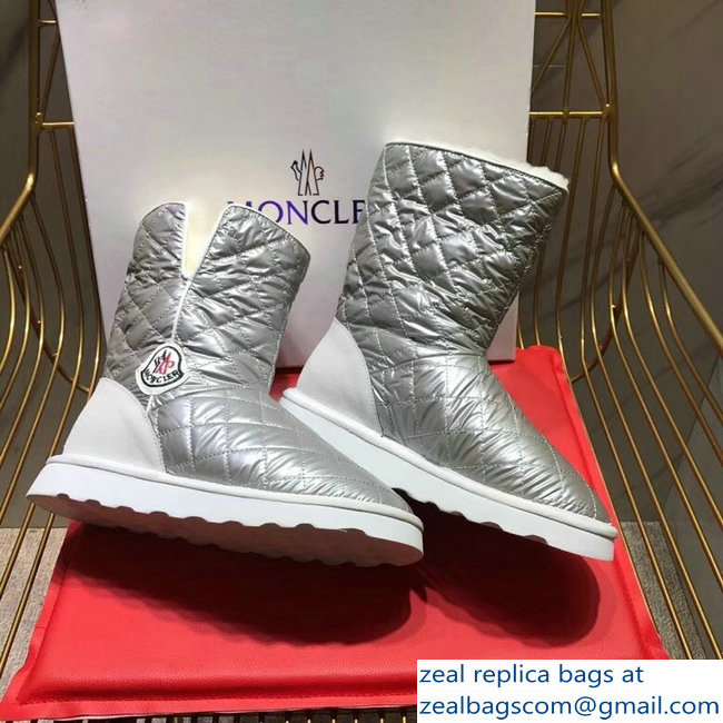 Moncler Shearling Fur Down Boots Silver 2018