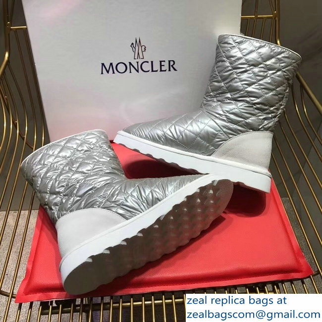 Moncler Shearling Fur Down Boots Silver 2018