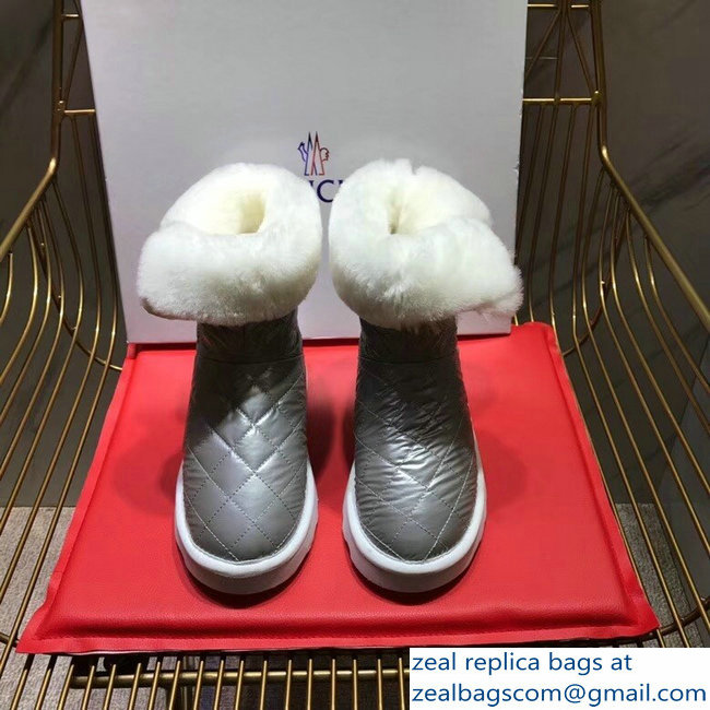 Moncler Shearling Fur Down Boots Silver 2018