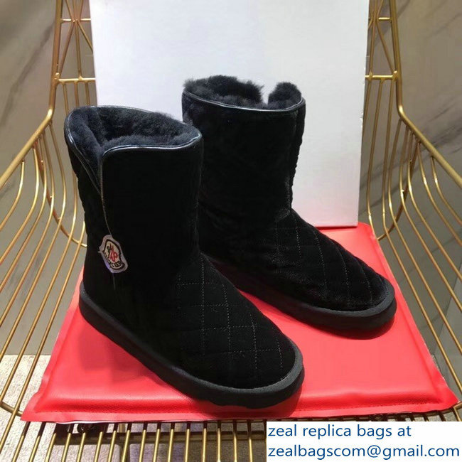 Moncler Shearling Fur Down Boots Velvet Black 2018 - Click Image to Close