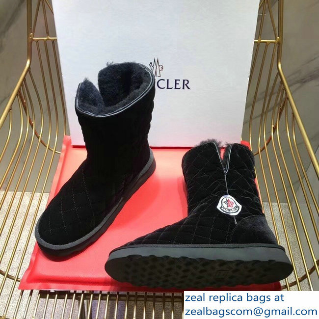 Moncler Shearling Fur Down Boots Velvet Black 2018