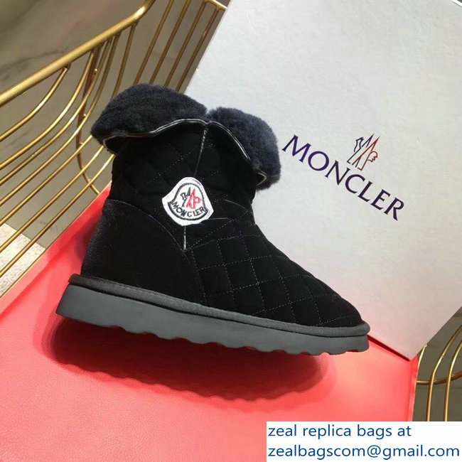 Moncler Shearling Fur Down Boots Velvet Black 2018 - Click Image to Close