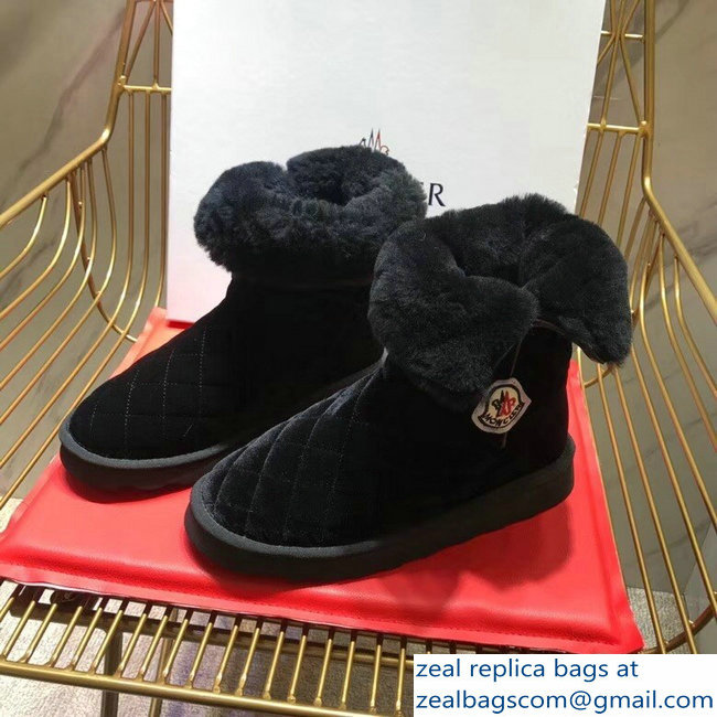 Moncler Shearling Fur Down Boots Velvet Black 2018 - Click Image to Close