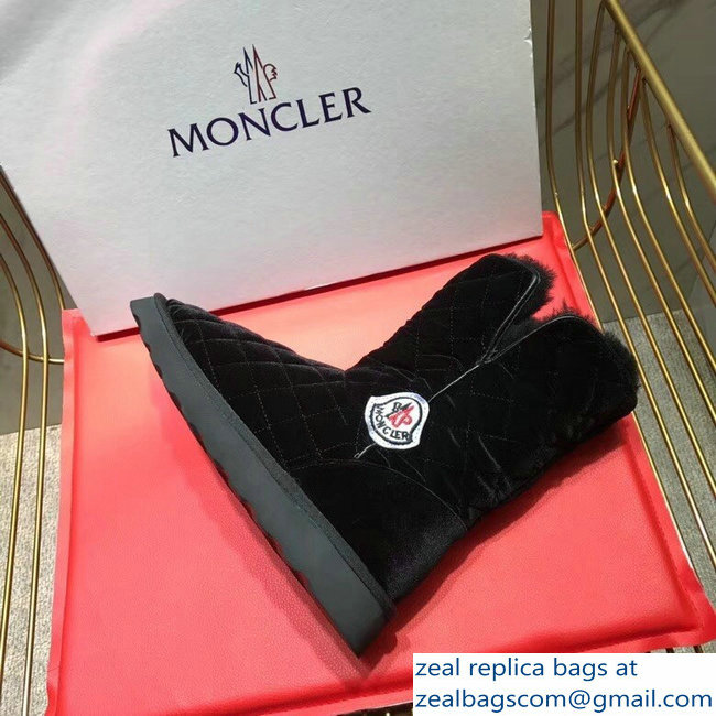 Moncler Shearling Fur Down Boots Velvet Black 2018 - Click Image to Close