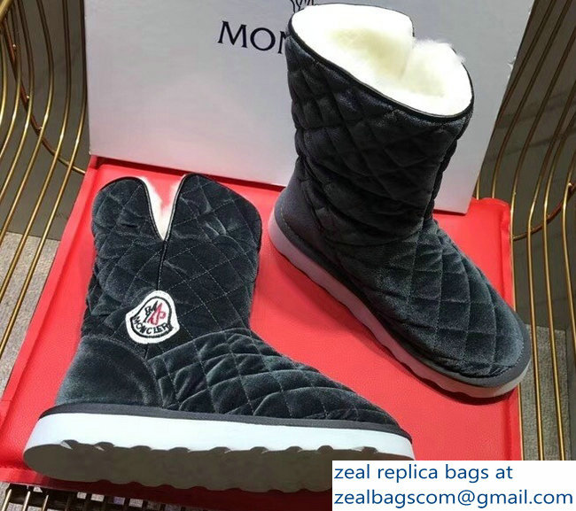 Moncler Shearling Fur Down Boots Velvet Gray 2018