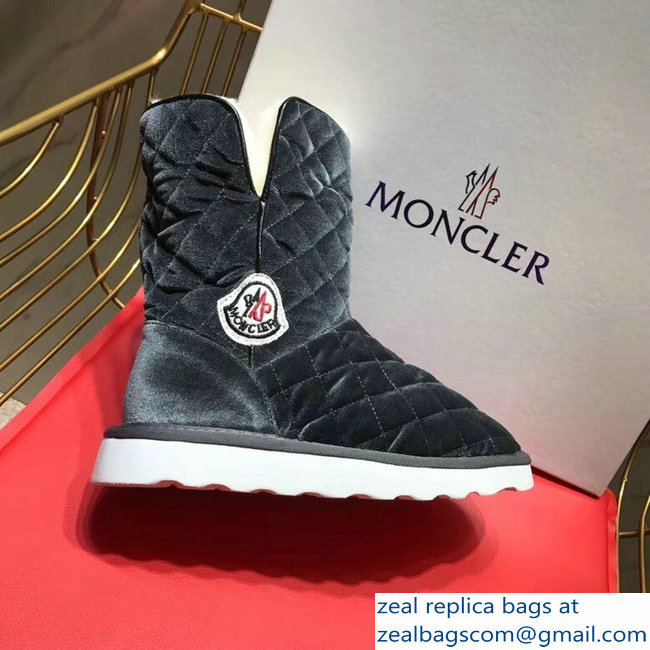 Moncler Shearling Fur Down Boots Velvet Gray 2018