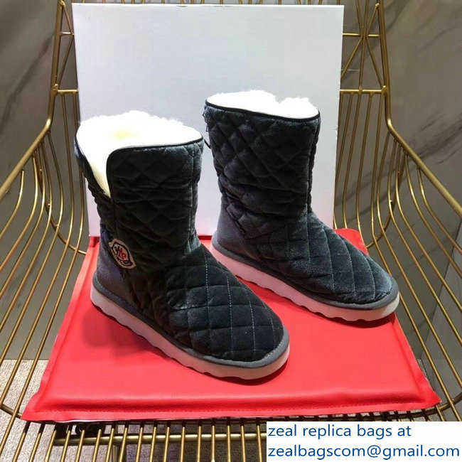 Moncler Shearling Fur Down Boots Velvet Gray 2018