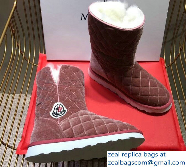 Moncler Shearling Fur Down Boots Velvet Nude Pink 2018 - Click Image to Close