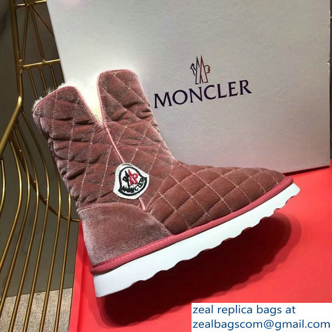 Moncler Shearling Fur Down Boots Velvet Nude Pink 2018 - Click Image to Close