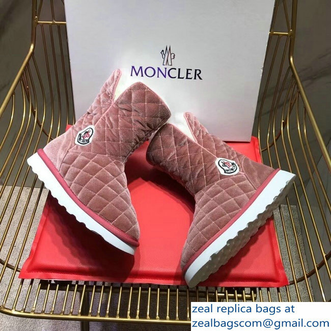 Moncler Shearling Fur Down Boots Velvet Nude Pink 2018 - Click Image to Close