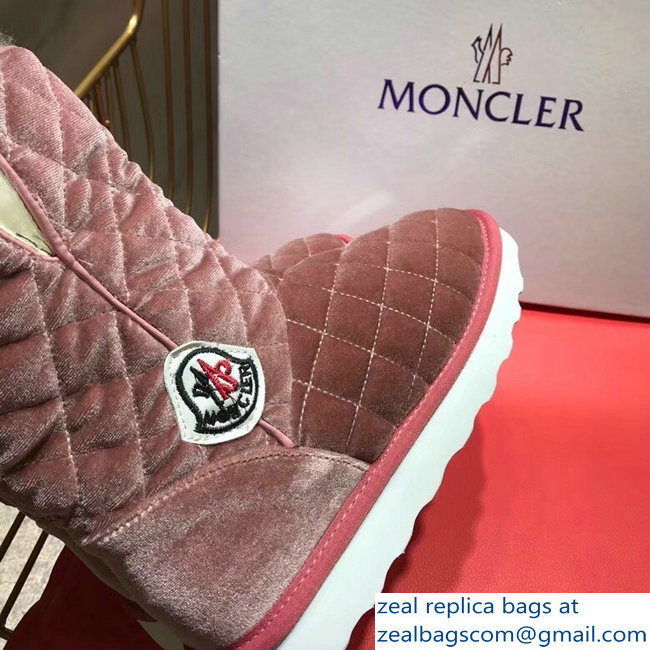 Moncler Shearling Fur Down Boots Velvet Nude Pink 2018 - Click Image to Close