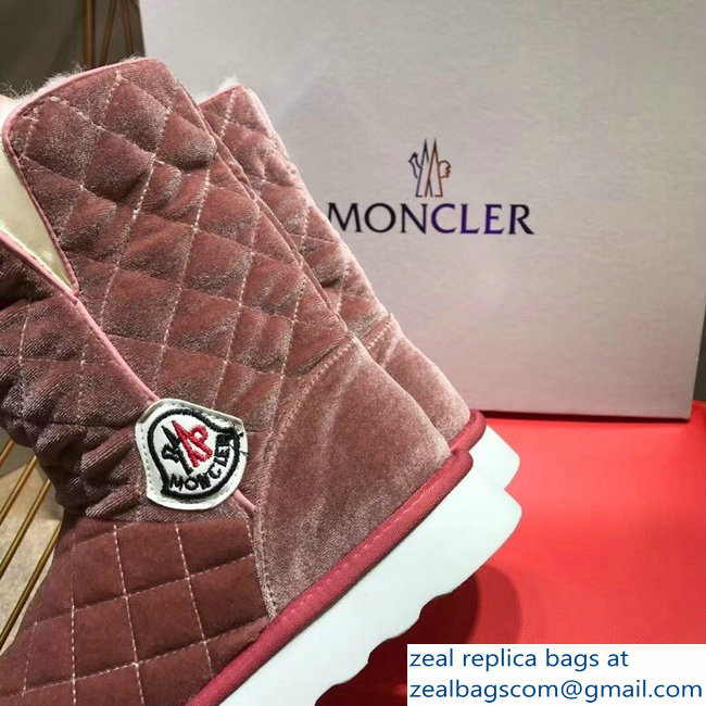 Moncler Shearling Fur Down Boots Velvet Nude Pink 2018 - Click Image to Close