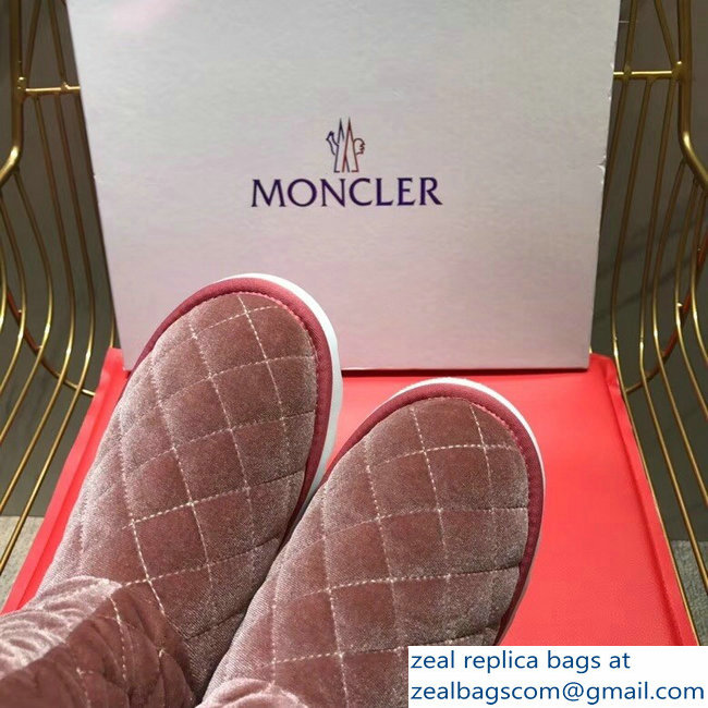 Moncler Shearling Fur Down Boots Velvet Nude Pink 2018 - Click Image to Close
